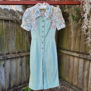 1930's Floral Romper with a matching hat